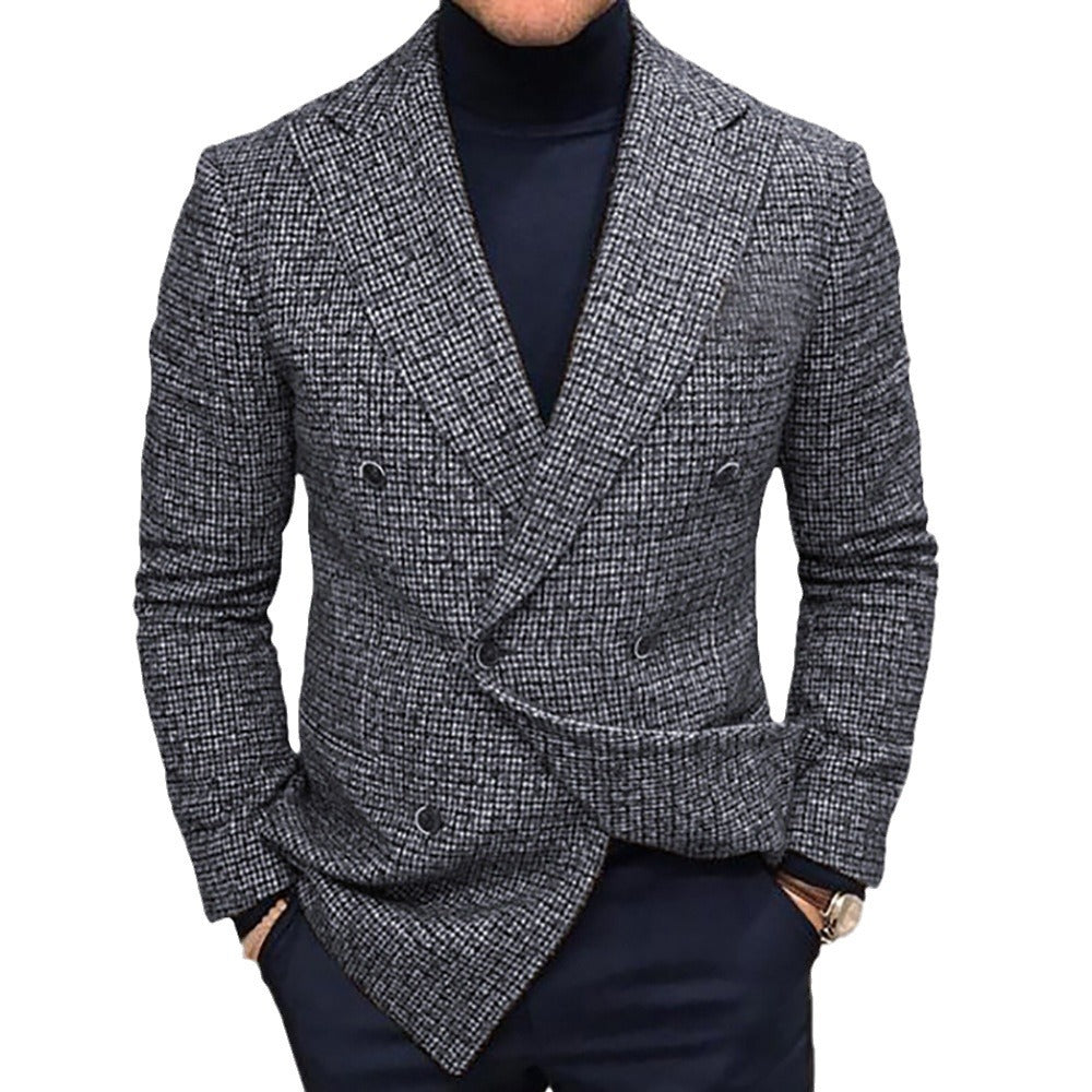 Herren modischer doppelreihiger Blazer mit feinem Strukturdesign EB