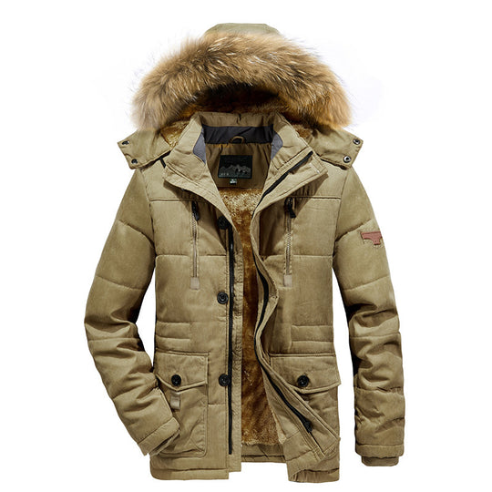 Herren Gefütterter Winterparka im Field-Style mit Teddyfutter und Kunstfellkapuze EB