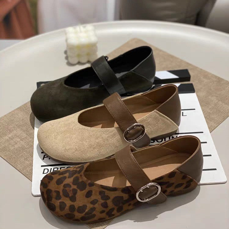Damen Ballerinas mit modischem Leopardenmuster und anpassbarem Riemen EB