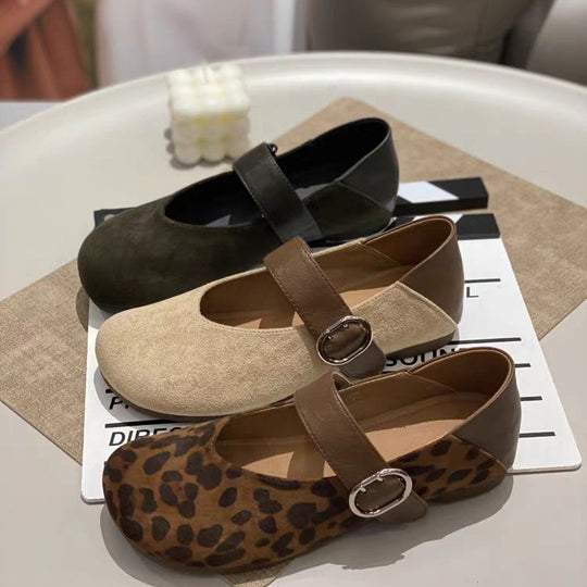 Damen Ballerinas mit modischem Leopardenmuster und anpassbarem Riemen EB