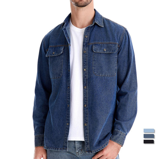 Herren Denim Hemd mit zwei Brusttaschen und modischem Schnitt EB