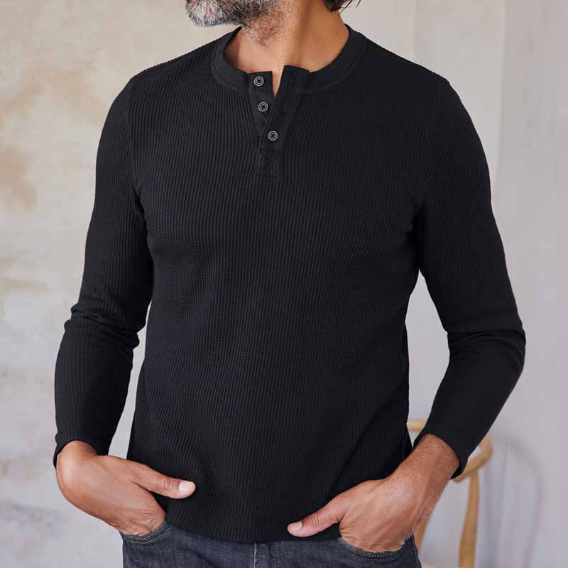 Herren Strick-Thermo-Oberteil mit Knopfleiste EB
