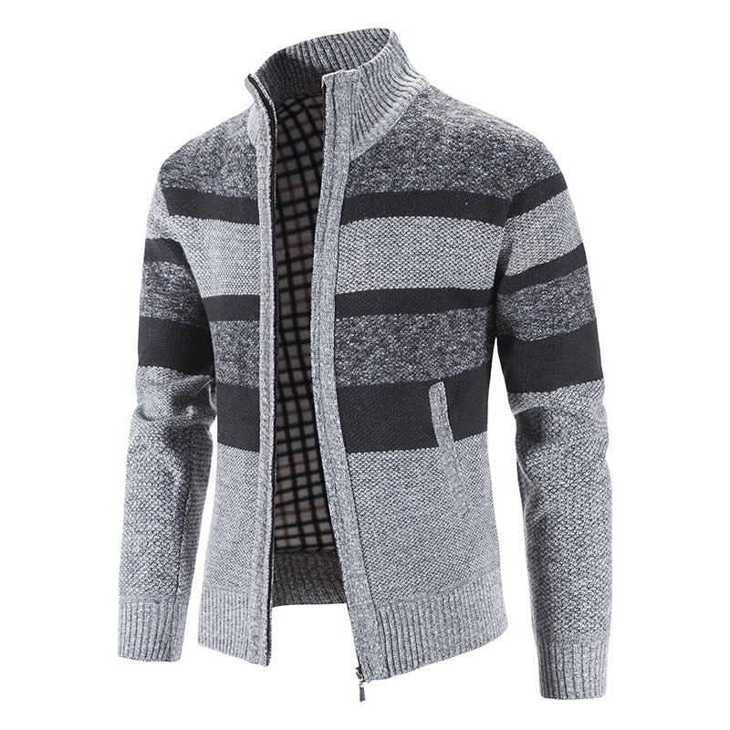 Herren modische Strickjacke mit Stehkragen und Reißverschluss EB