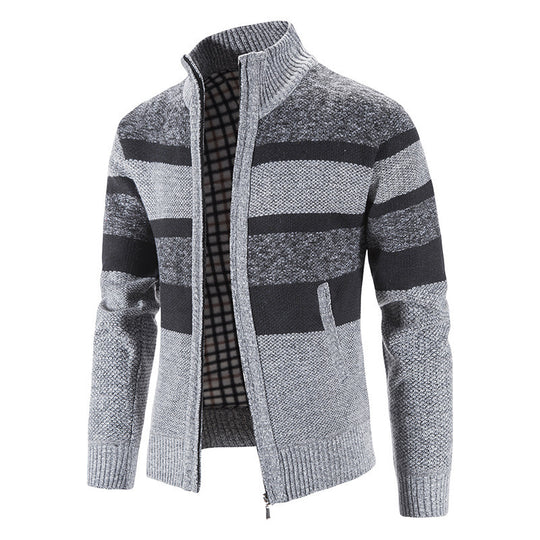 Herren modische Strickjacke mit Stehkragen und Reißverschluss EB