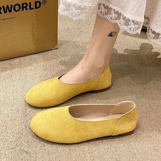 Damen flache Ballerinas aus hochwertigem Veloursleder EB