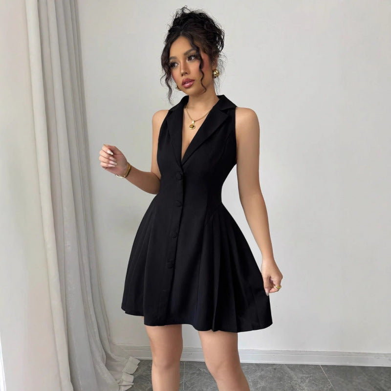 Damen Hemdblusenkleid mit schickem V-Ausschnitt und tailliertem Schnitt EB