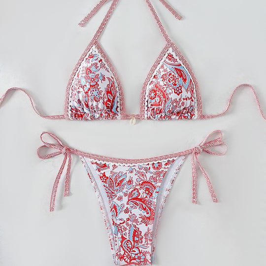 Damen Triangel-Bikini mit aufwendigem Floral-Design EB