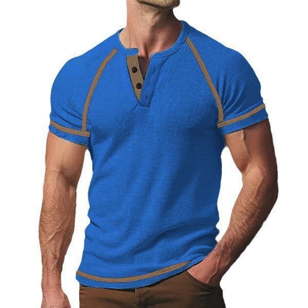 Herren modisches Halblangarm-T-Shirt mit Knopfleiste EB