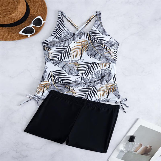 Damen Tankini-Set mit floralem Oberteil und sportlichem Höschen EB