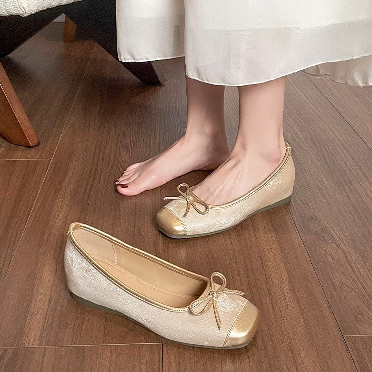 Damen Ballerinas mit feiner Lacklederoberfläche und bequemer Wedge-Sohle EB