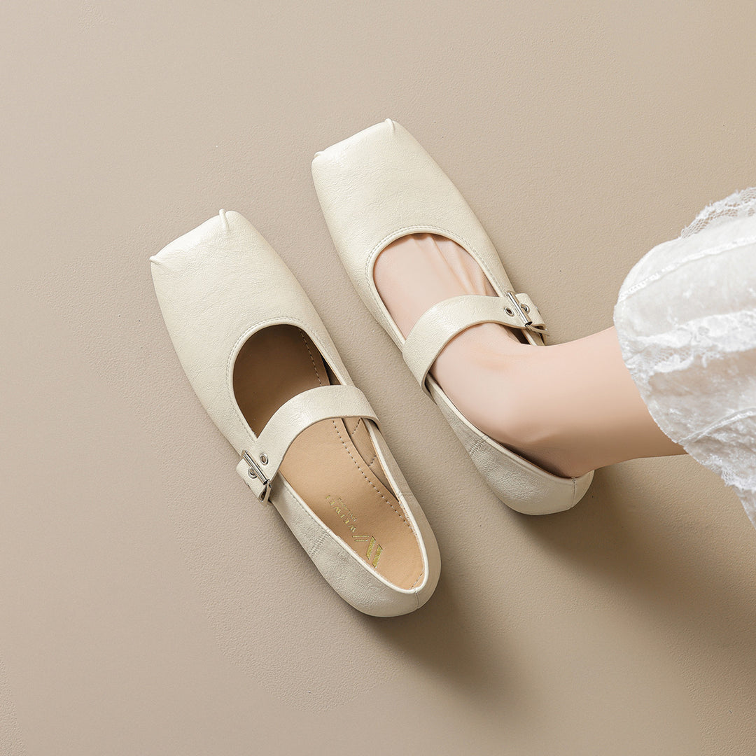 Damen Ballerinas mit modischem Riemenverschluss und orthopädischer Innensohle EB