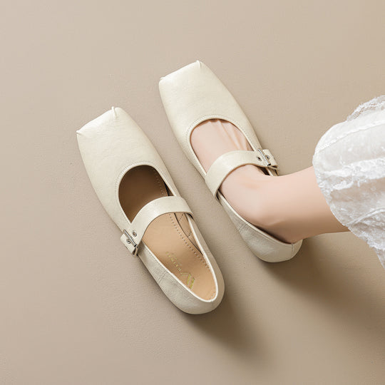 Damen Ballerinas mit modischem Riemenverschluss und orthopädischer Innensohle EB
