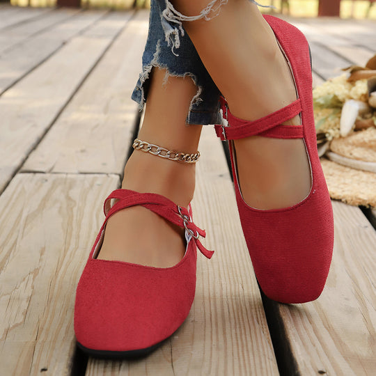 Damen Ballerinas mit Knotenriemen und weichem Obermaterial EB