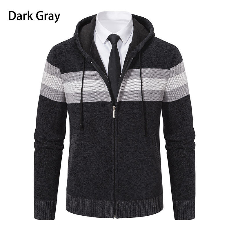 Herren modische Kapuzenjacke mit strukturiertem Design und elegantem Innenkragen EB