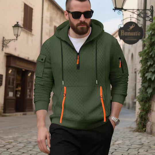 Herren sportlicher Kapuzenpullover mit strukturiertem Design und praktischen Reißverschlusstaschen EB