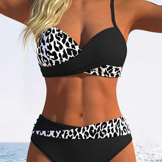 Damen Bikini-Set mit raffiniertem Wickel-Oberteil und hoher Taille EB