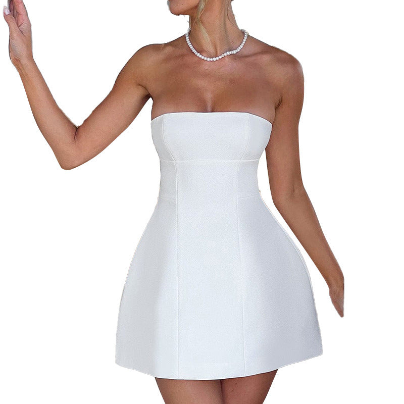 Damen schulterfreies Cocktailkleid mit elegantem Schnitt EB