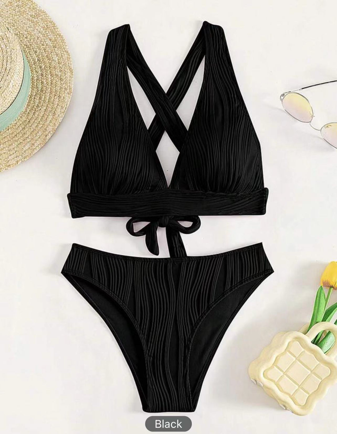 Damen Bikini-Set mit modernem Wickeldesign und geschmackvollen Rippendetails EB