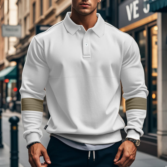 Herren Sportliches Polo-Hoodie mit Kontrastärmel EB