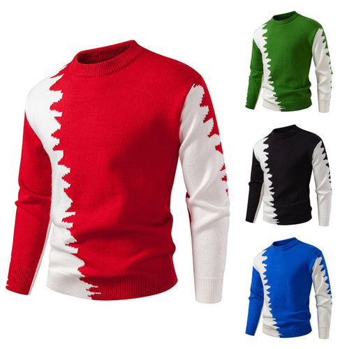 Herren Strickpullover mit kreativem Farbverlauf und klassischem Rundhalsausschnitt EB