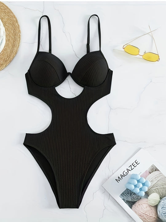 Damen Einteiler Badeanzug mit elegantem Cut-Out-Design und verstellbaren Trägern EB