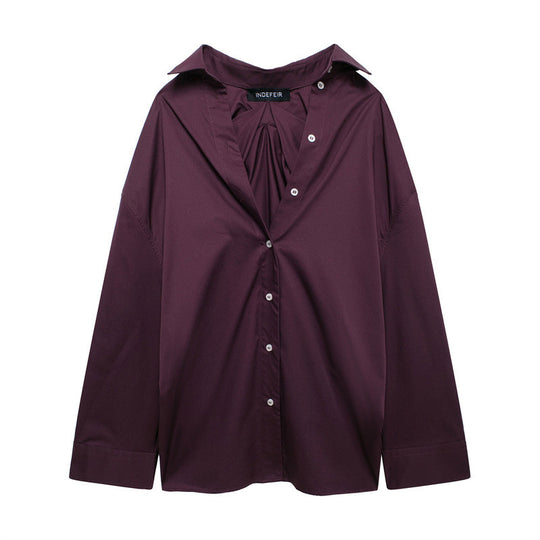 Damen vielseitige Bluse mit lässigem Schnitt und besonderem Falten-Design EB