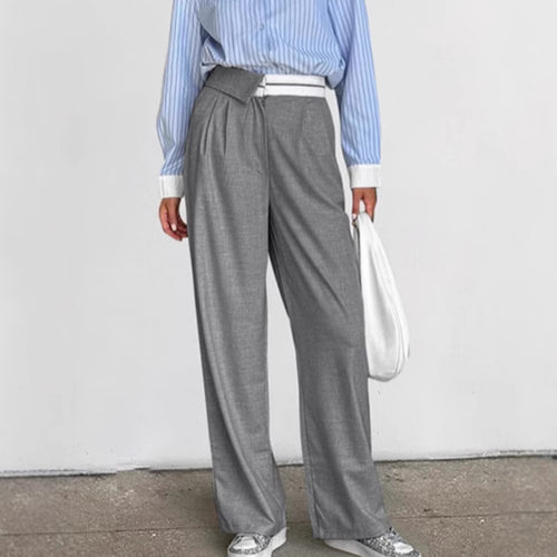 Damen Elegante weite Hose mit schickem Gürtel und Falten EB