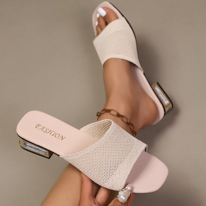 Damen Komfortable Mules mit transparenter Absatzgestaltung EB