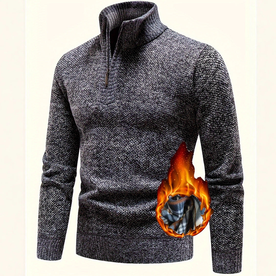 Herren Thermo-Strickpullover mit Stehkragen und Halbzip EB