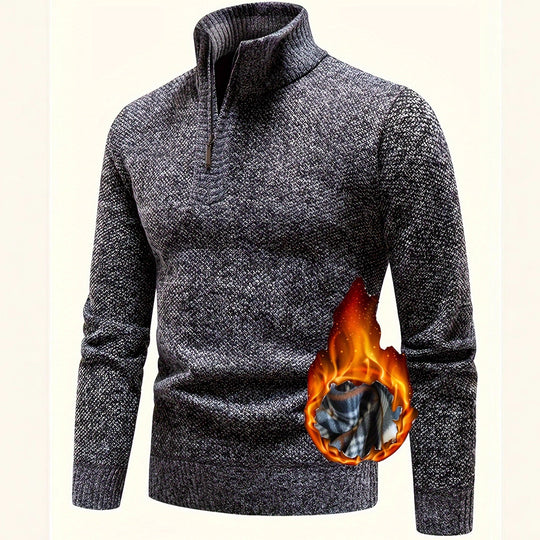 Herren Thermo-Strickpullover mit Stehkragen und Halbzip EB