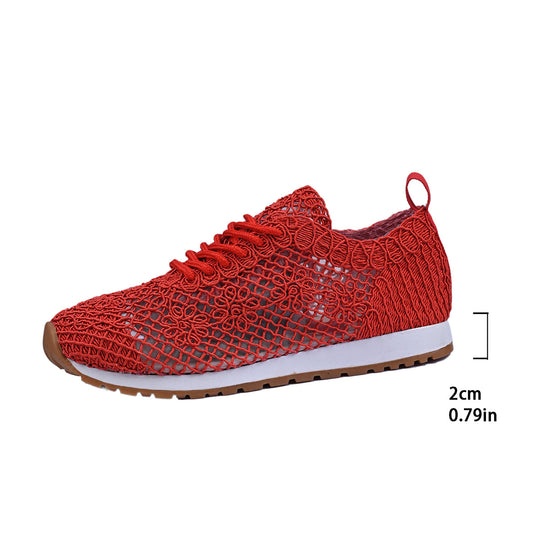 Damen nan atmungsaktive Strick-Run-Sneaker mit gehäkeltem Obermaterial, gepolstertem Komfortfußbett und rutschfester Gummilaufsohle EB