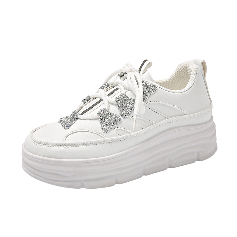Damen Sportliche Plattform Sneakers mit glitzernden Akzenten EB