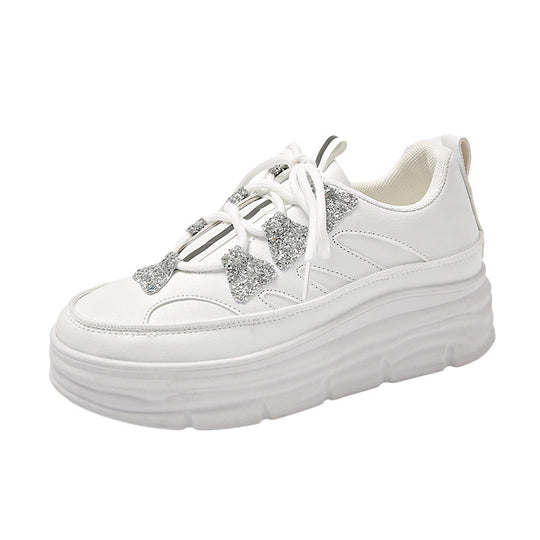 Damen Sportliche Plattform Sneakers mit glitzernden Akzenten EB
