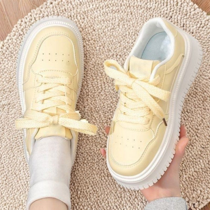 Damen Modische Sneakers mit dicker Sohle und atmungsaktiver Oberflächenstruktur EB