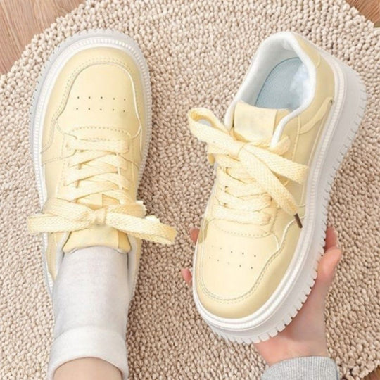 Damen Modische Sneakers mit dicker Sohle und atmungsaktiver Oberflächenstruktur EB