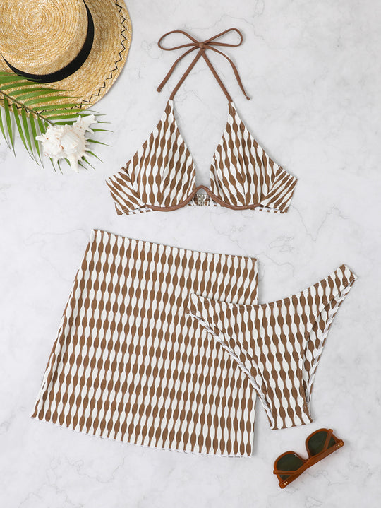 Damen Triangel-Bikini mit stylischem Wickelrock EB