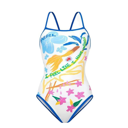 Damen Einteiler Badeanzug mit kreativem grafischen Design EB