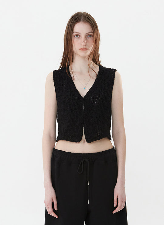 Damen luftiges Strickoberteil mit V-Ausschnitt und offener Front EB