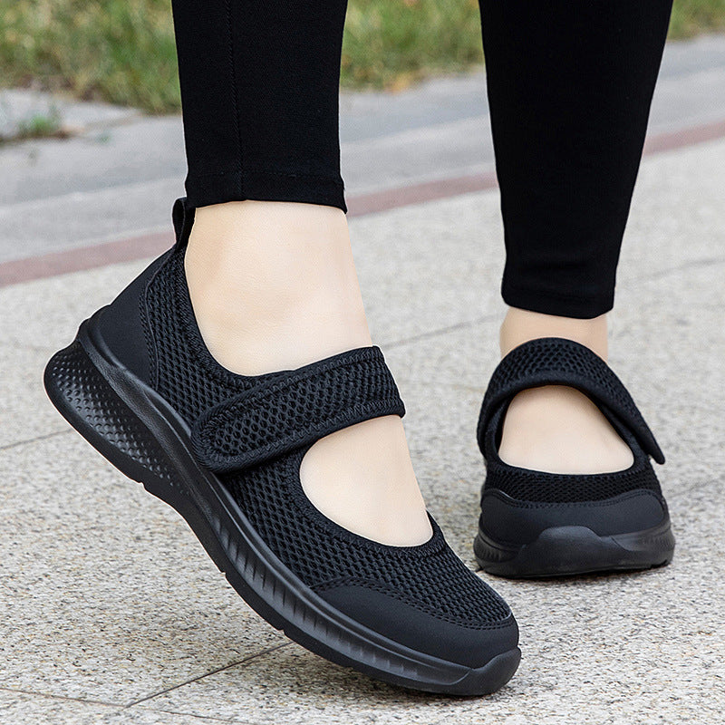 Damen nan Klett-Riemen-Sneaker im Ballerina-Stil mit atmungsaktivem Meshoberteil und flexibler Leichtsohle EB
