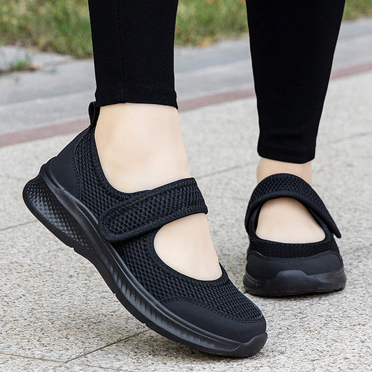 Damen nan Klett-Riemen-Sneaker im Ballerina-Stil mit atmungsaktivem Meshoberteil und flexibler Leichtsohle EB