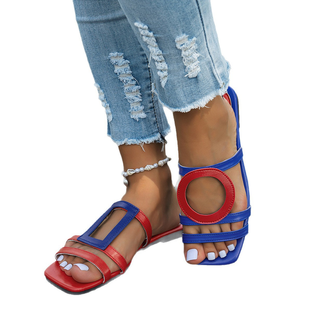 Damen Mode-Sandaletten mit modischen Riemen und geometrischen Details EB