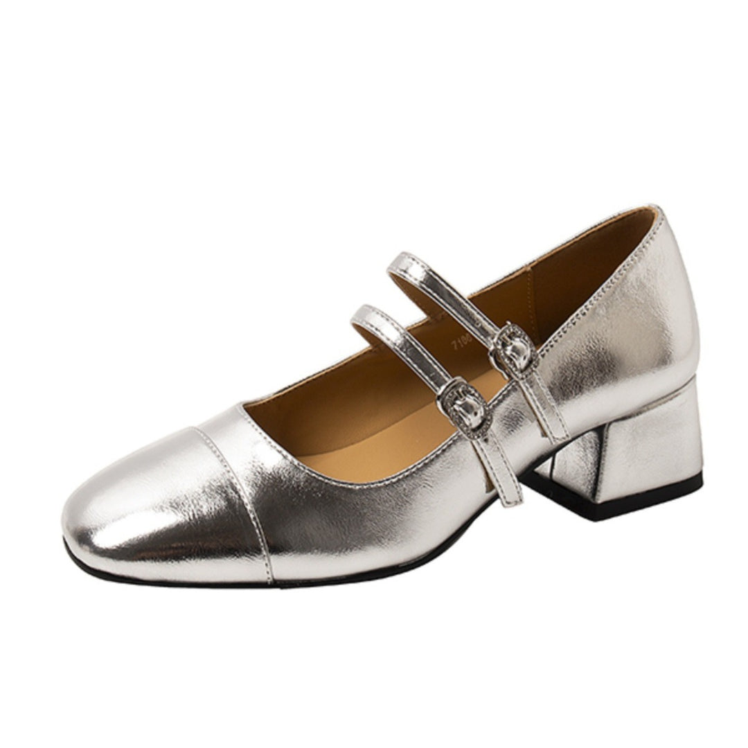 Damen Ballerina-Schuhe mit doppelt verstellbarem Riemchen und bequemer Sohle EB