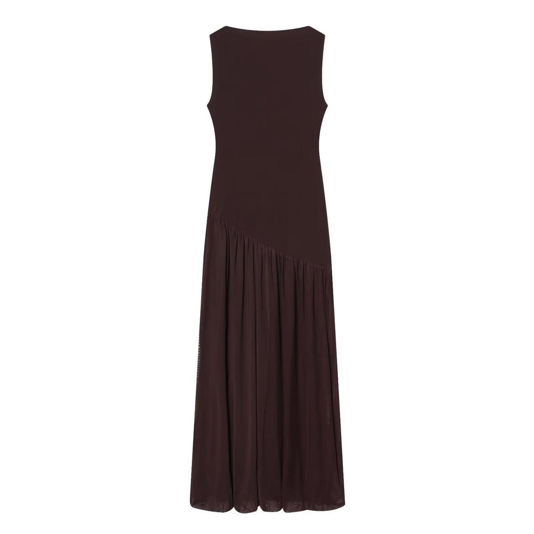 Damen Maxikleid mit elegantem Drapé und asymmetrischem Saum EB