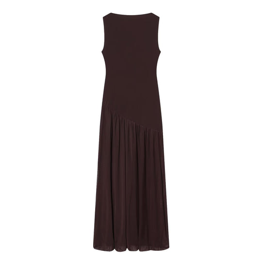 Damen Maxikleid mit elegantem Drapé und asymmetrischem Saum EB