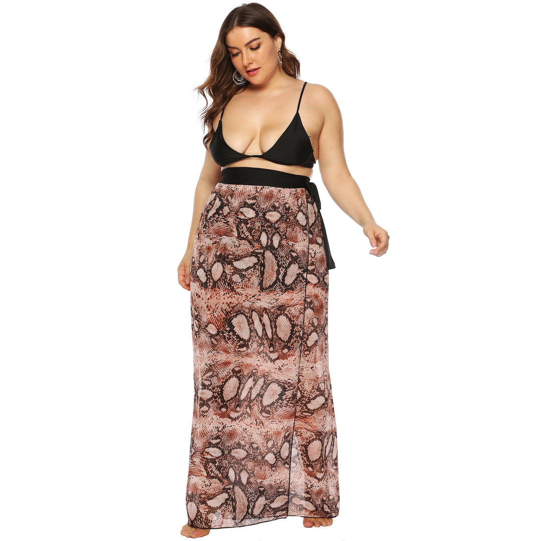 Damen Beach-Kimono aus transparentem Stoff mit trendigem Schlangenprint EB