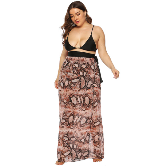 Damen Beach-Kimono aus transparentem Stoff mit trendigem Schlangenprint EB