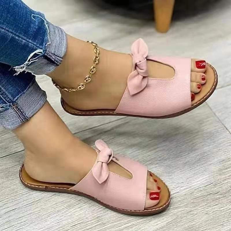 Damen Offene Mules mit dekorativem Schleifen-Detail EB