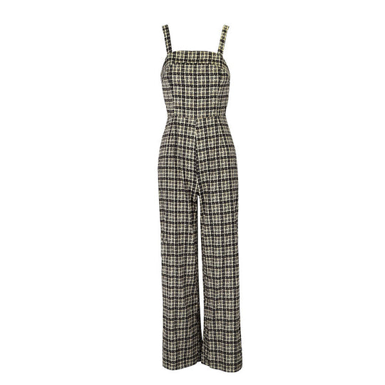 Damen Jumpsuit mit weiten Hosenbeinen und feinem Karomuster EB