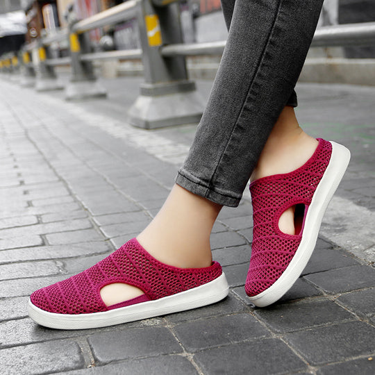 Damen Atmungsaktive Slip-On Clogs mit elastischem Netzdesign EB