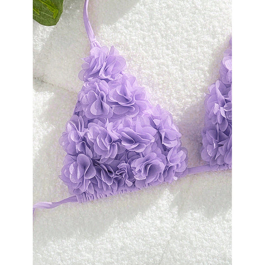Damen Triangel-Bikini mit floralem 3D-Design EB